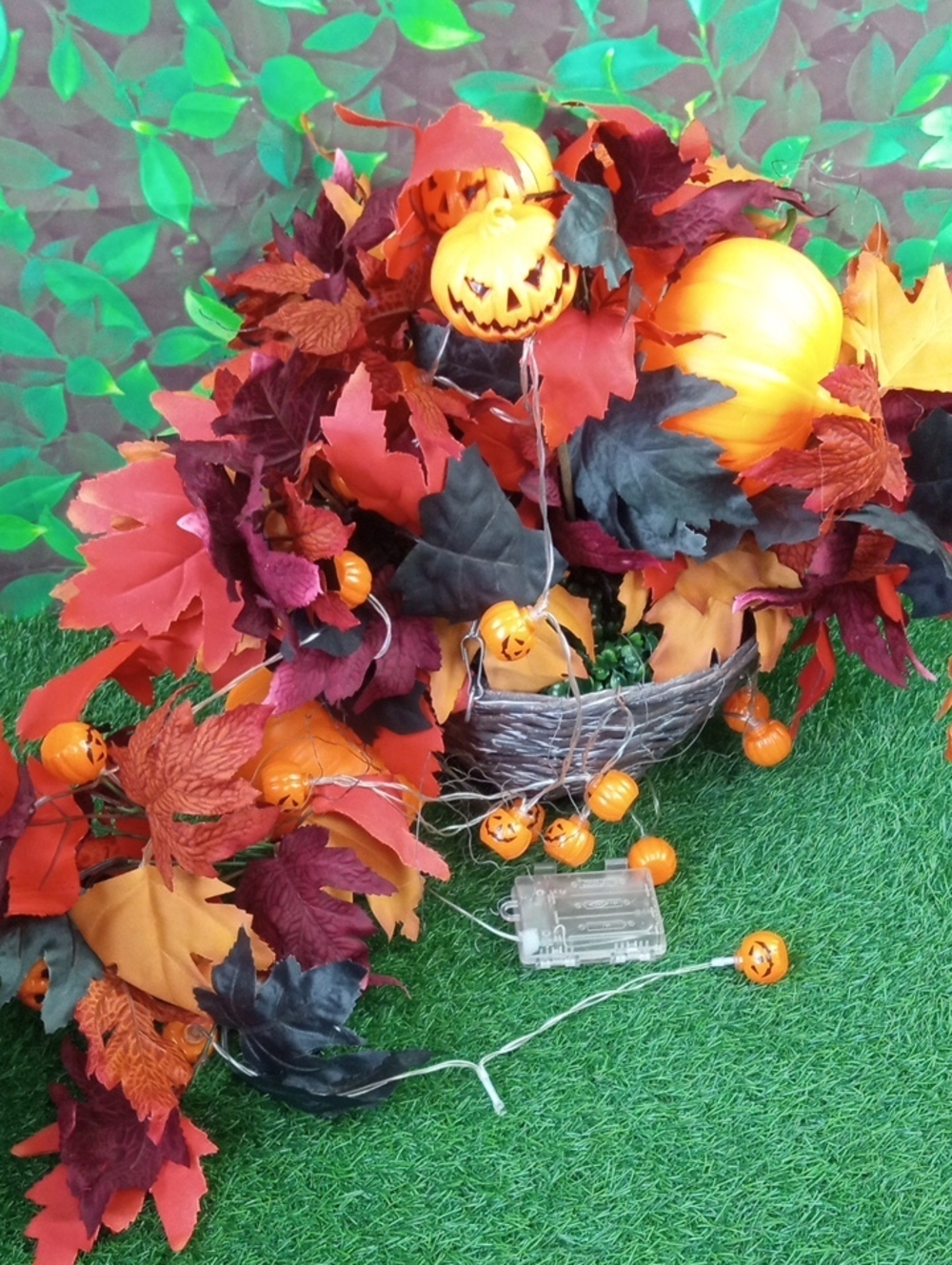 👻 Halloween Pumpkin LED String Lights Floral Hanging Basket